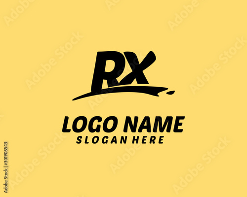 RX Initial with splash logo vector