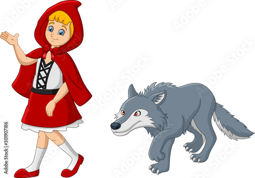 Little red riding hood with wolf