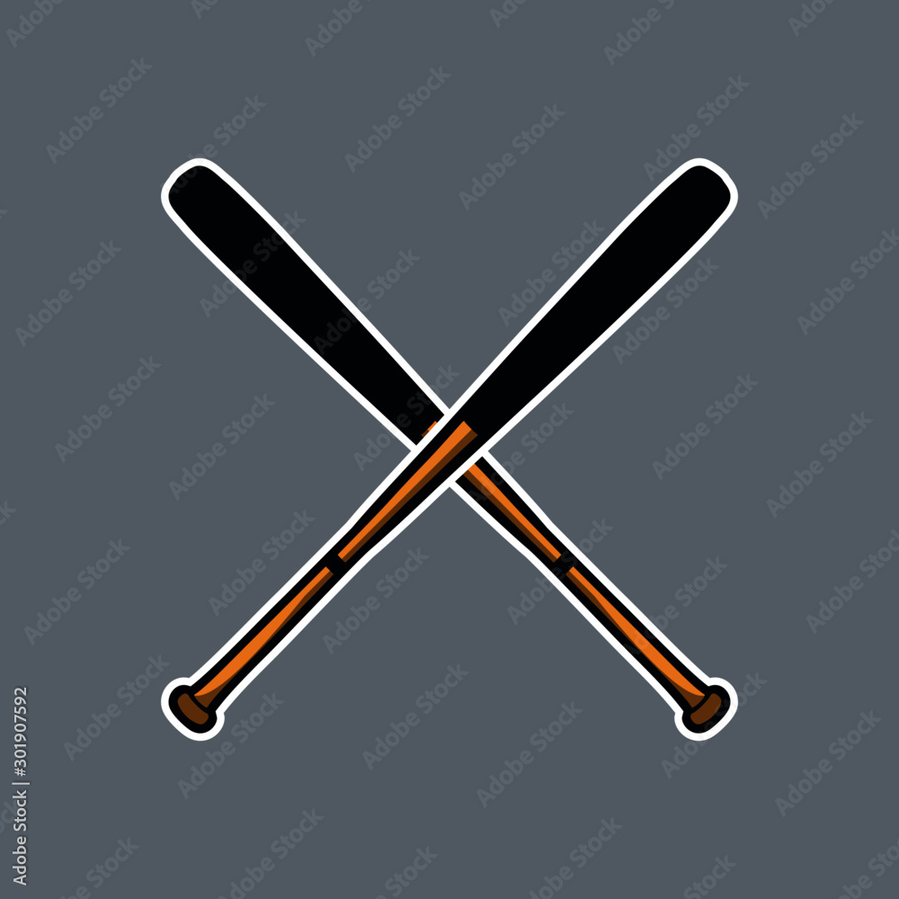 baseball bat cross x logo icon vector asset Stock Vector | Adobe Stock