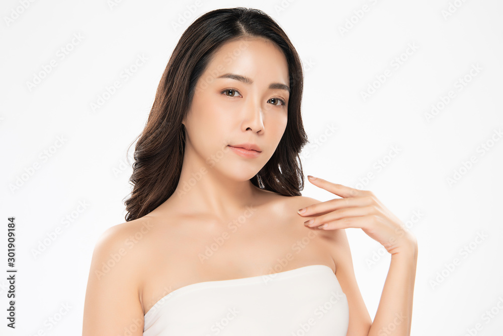 Beautiful Young Asian Woman hand Touching on Shoulder. Clean and Fresh skin, isolated on white background,Beauty Cosmetology Concept, Beautiful Young Asian Woman hand Touching on Shoulder. Clean and Fresh skin, isolated on white background,Beauty Cosmetology Concept,