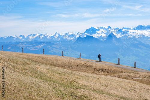 Beautiful view alps from Rigi Kulm (Summit of Mount Rigi, Queen of the Mountains) Switzerland photo