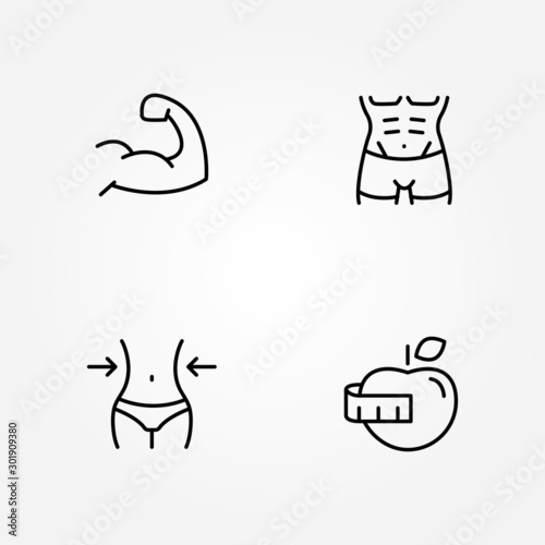 male female body torso line thin icon weight loss