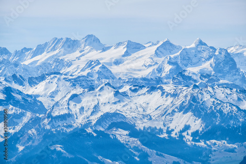 Panoramic view alps from Rigi Kulm  Summit of Mount Rigi  Queen of the Mountains  Switzerland