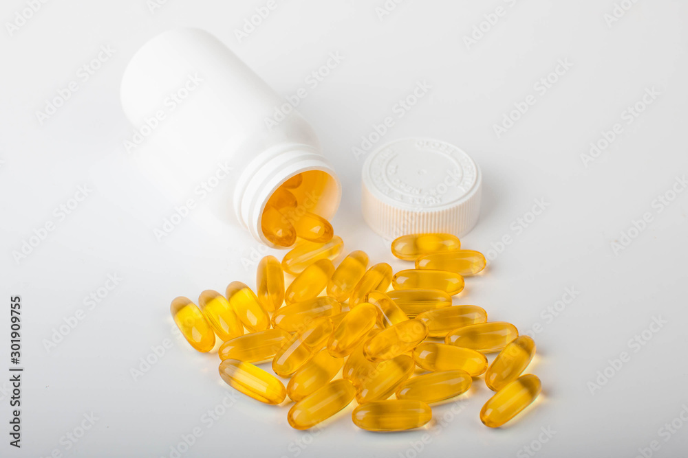 Group of pills with bottle isolated Group of pills with bottle isolated