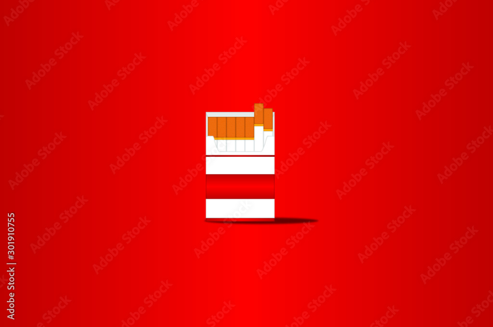 Cigarette Illustration with Red Gradient Background