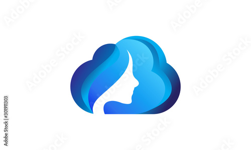 logo face cloud beauty vector