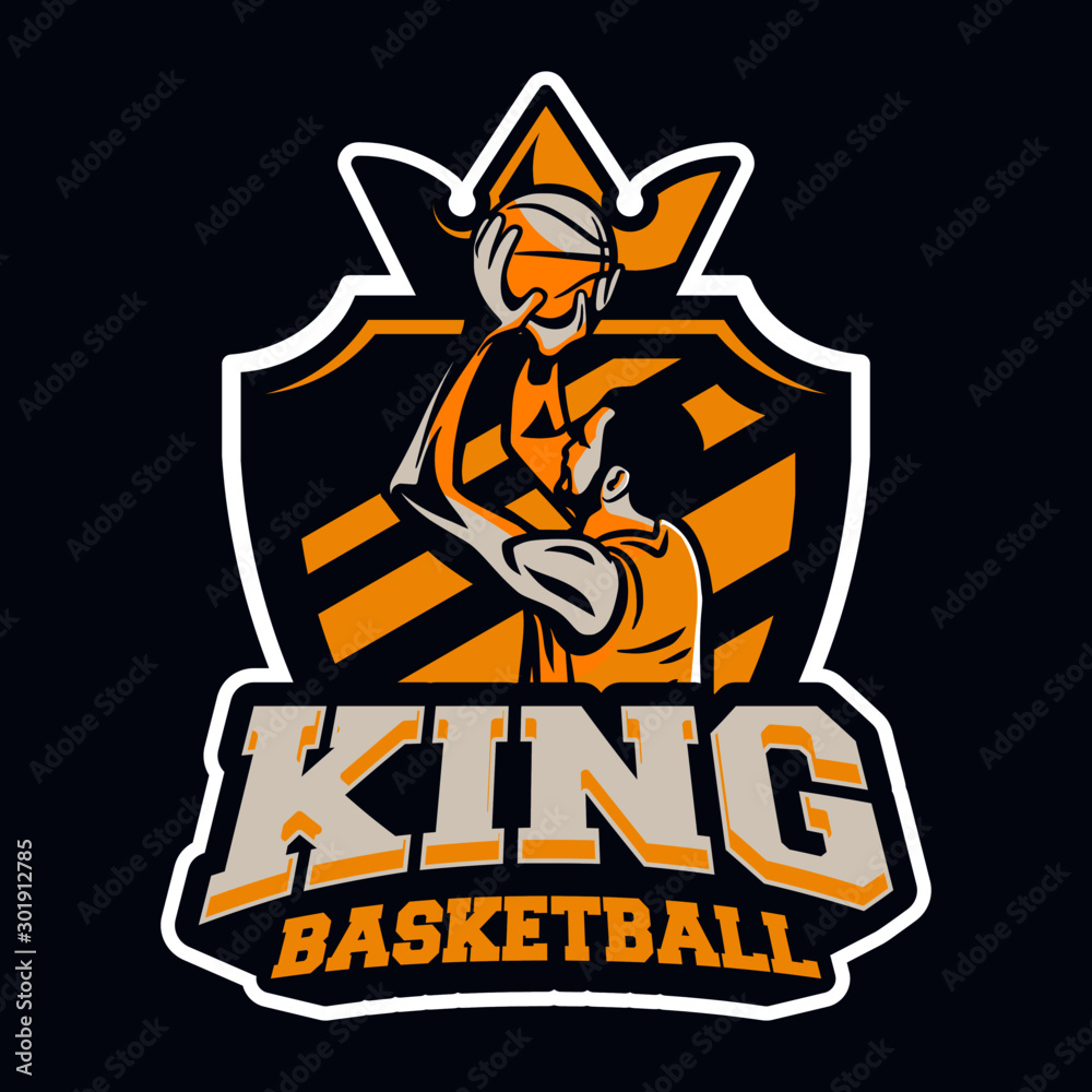 king of basketball modern professional logo badge or sign identity