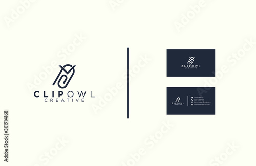 Amazing paper clip and owl logo design
