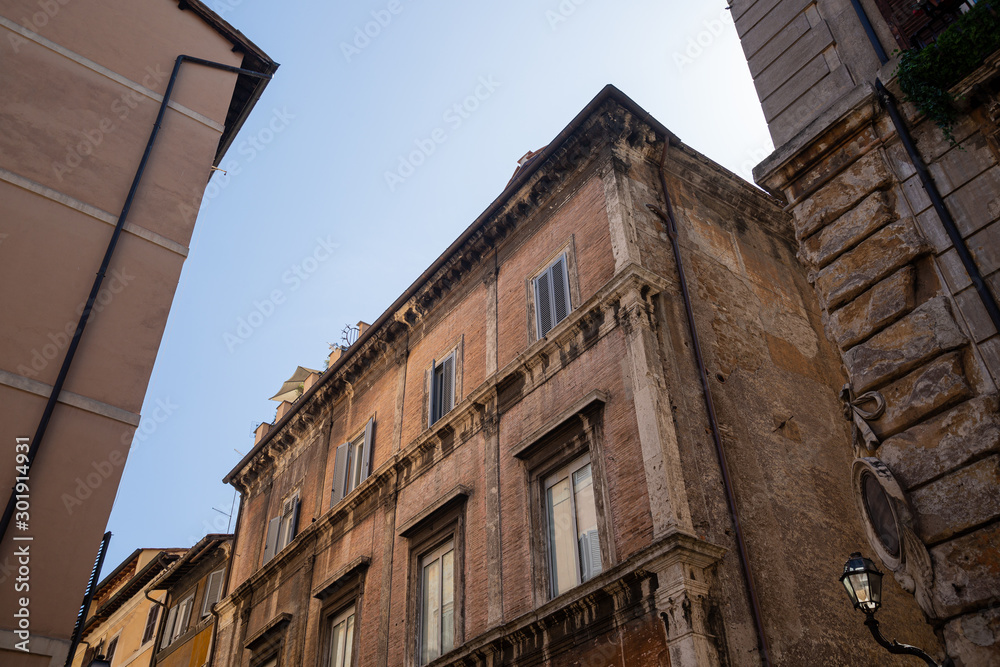 Old buildings on the streest of Rome