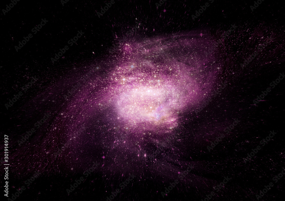 Fototapeta premium Stars, dust and gas nebula in a far galaxy