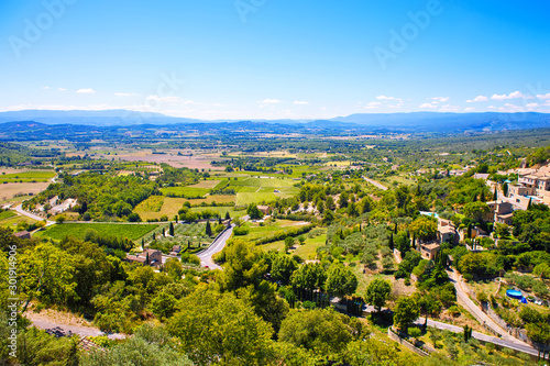 View on provencal village roof and landscape  Provence  France. On sunny summer day