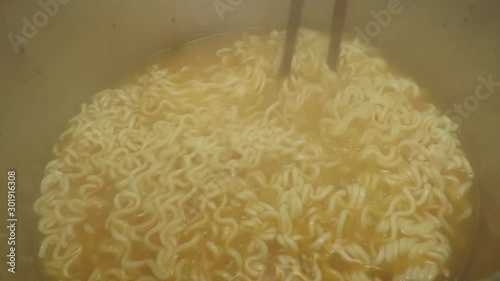 Cooking Asian style instant noodle photo