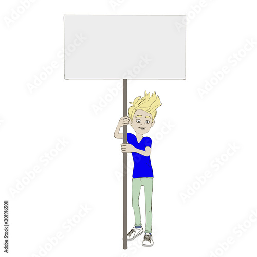 Cartoon character boy showi...