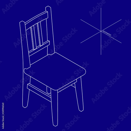 Chair. Isolated on blue bac...
