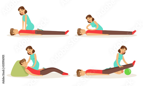 Collection of first aid examples. Vector illustration.