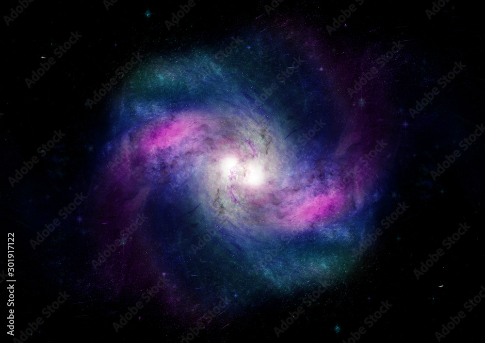 Fototapeta premium Stars, dust and gas nebula in a far galaxy