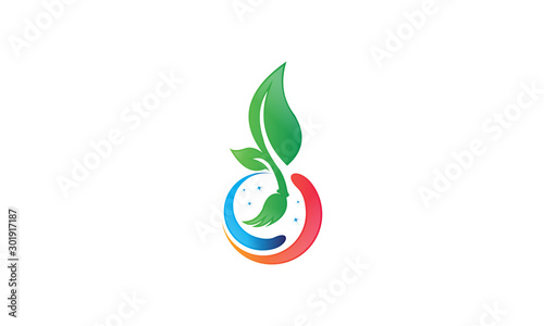 logo clean home leaf circle 