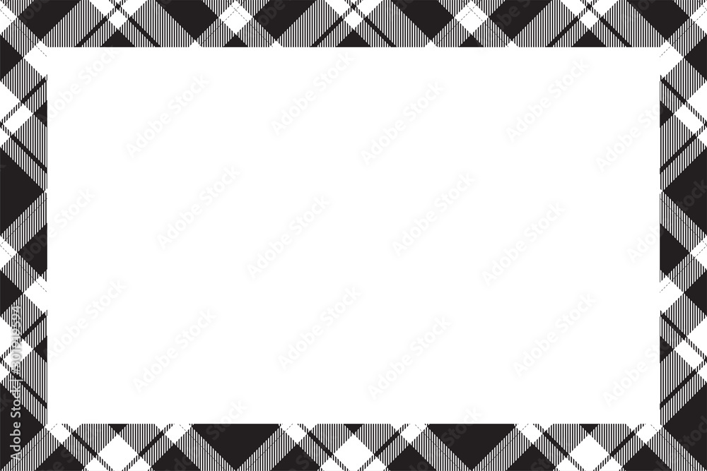 Obraz premium Vintage frame vector. Scottish border pattern retro style. Tartan plaid ornament.