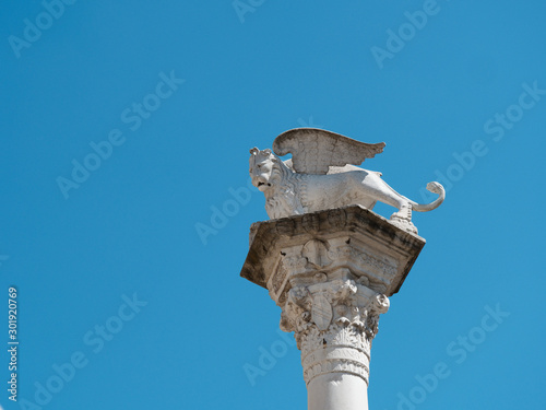 Vicenza, ITALY - AUGUST 13, 2019: sculpture on a column in the square photo