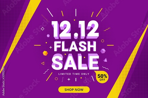 12.12 Flash sale discount banner template promotion design for business