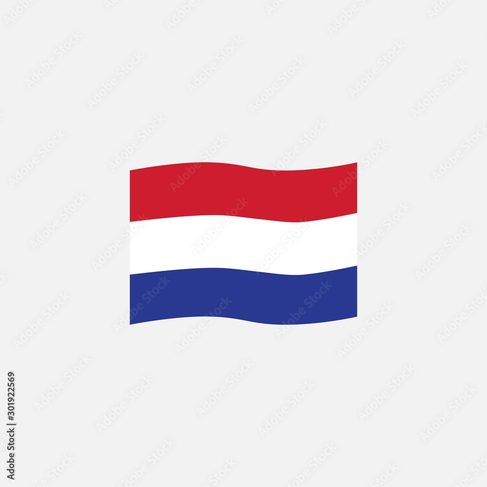 Fototapeta premium Netherlands flag colors flat icon, vector sign, National Netherlands waving flag colorful pictogram isolated on white. Symbol, logo illustration. Flat style design