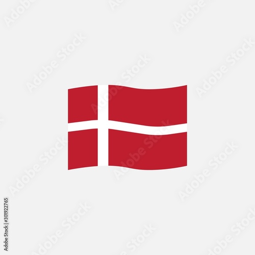 Denmark flag colors flat icon, vector sign, Waving flag of Denmark colorful pictogram isolated on white. Symbol, logo illustration. Flat style design