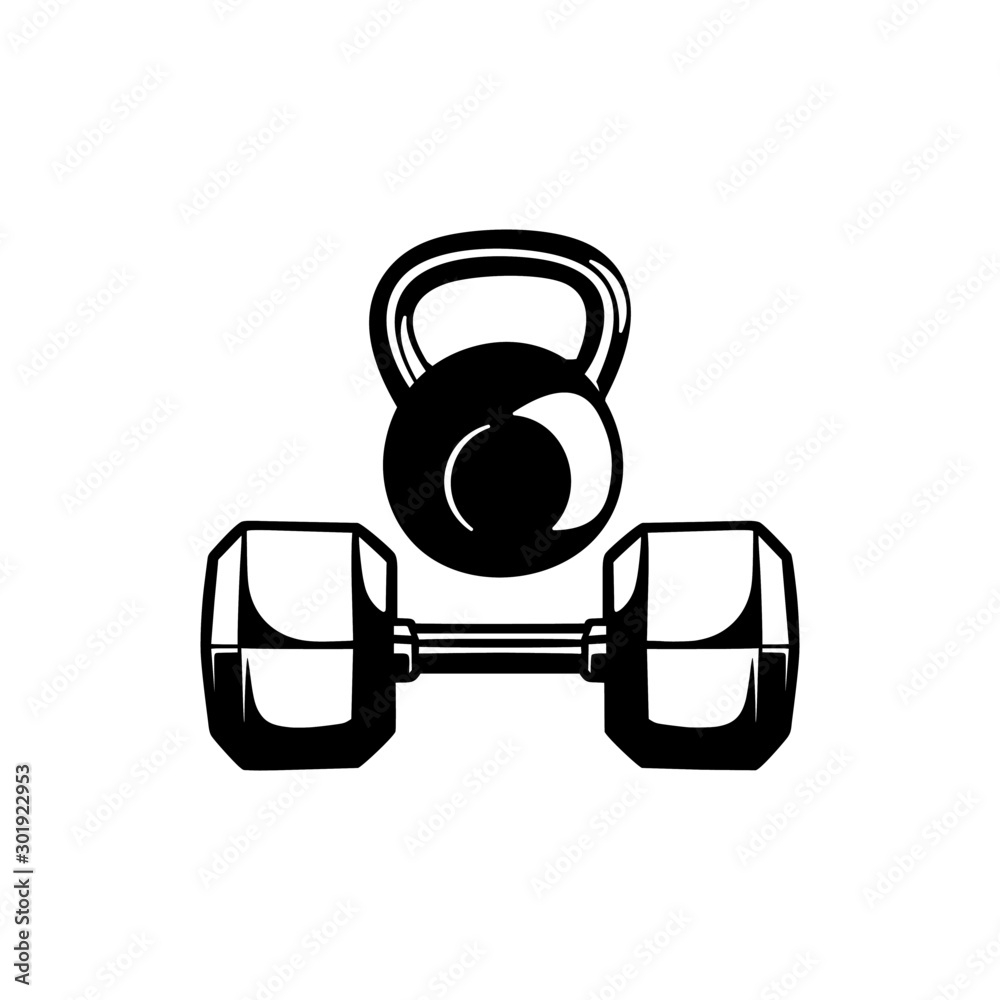 Vector Isolated Illustration Of A Black And White Dumbbell Icon Stock