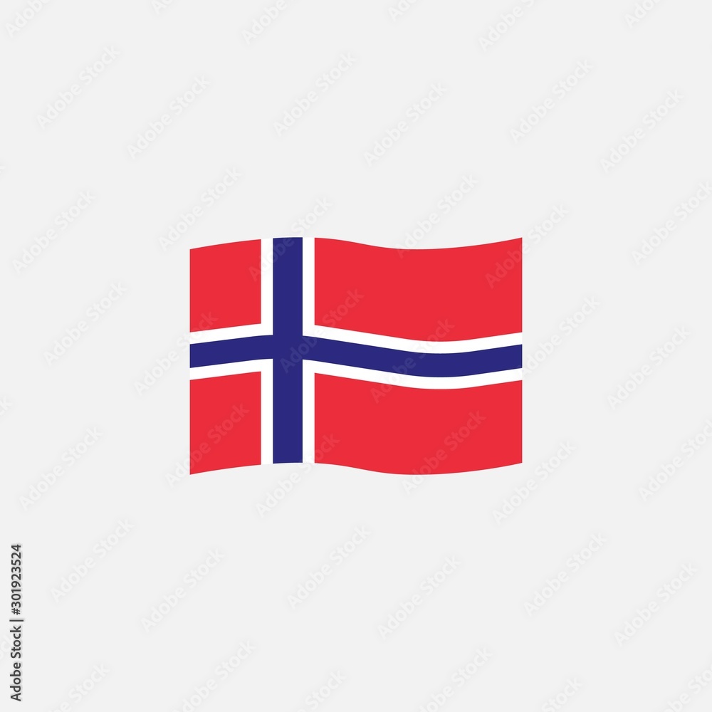 Obraz premium Norway flag colors flat icon, vector sign, waving flag of Norway colorful pictogram isolated on white. Symbol, logo illustration. Flat style design