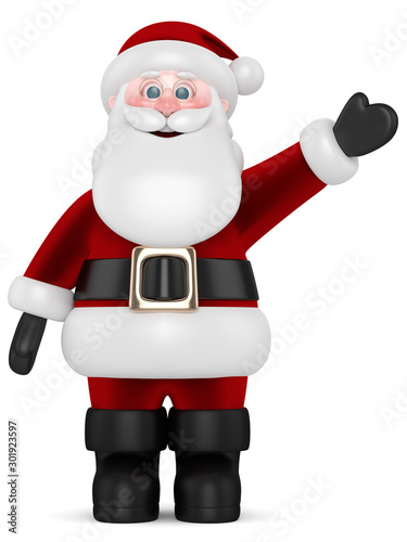 3d render of santa claus over white photo