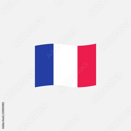 France flag colors flat icon, vector sign, waving flag of France colorful pictogram isolated on white. Symbol, logo illustration. Flat style design