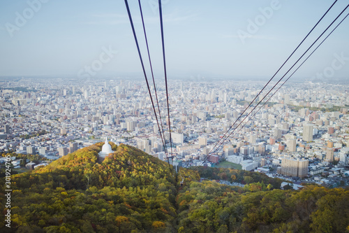 The cityscape of Sapporo from Mount Moiwa Ropeway, Japan photo