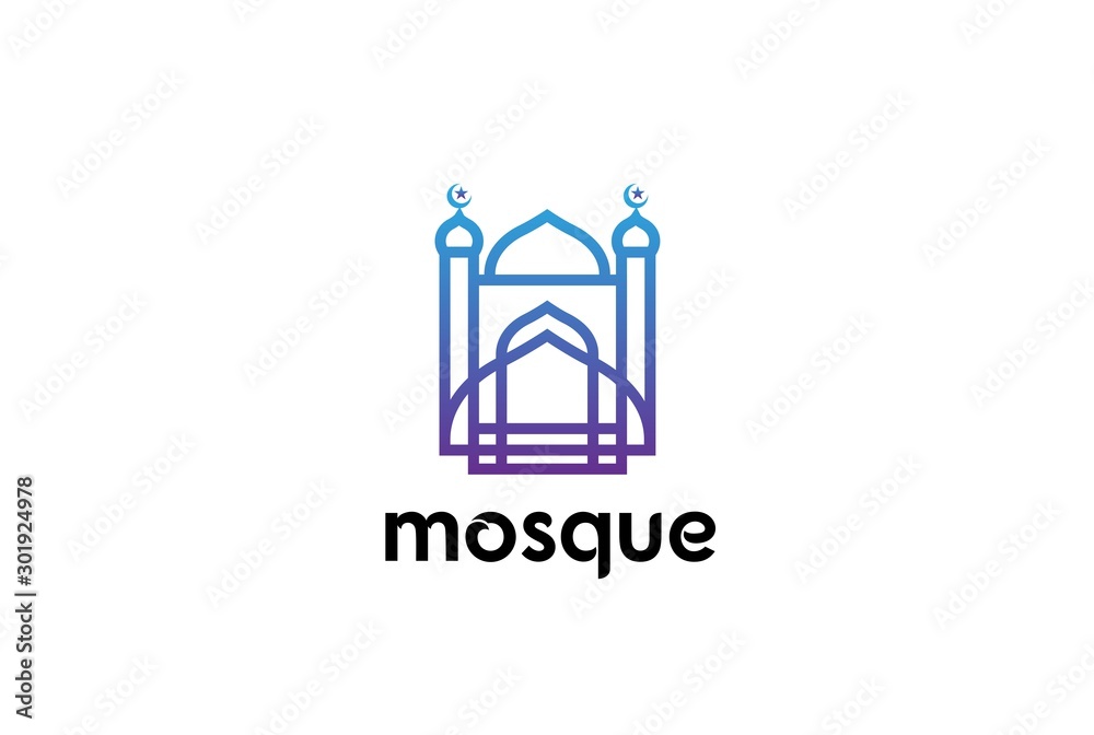Modern simplistic mosque illustration logo design vector graphic Modern simplistic mosque illustration logo design vector graphic
