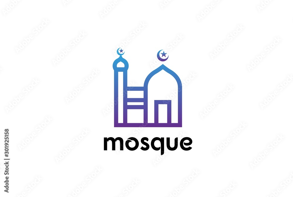 Modern simplistic mosque illustration logo design vector graphic Modern simplistic mosque illustration logo design vector graphic