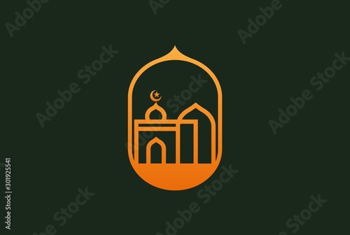 Modern simplistic mosque illustration logo design vector graphic