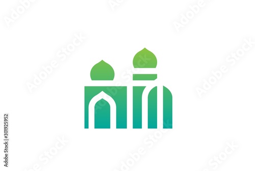 Modern simplistic mosque illustration logo design vector graphic