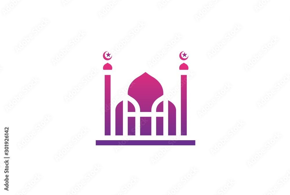 Modern simplistic mosque illustration logo design vector graphic