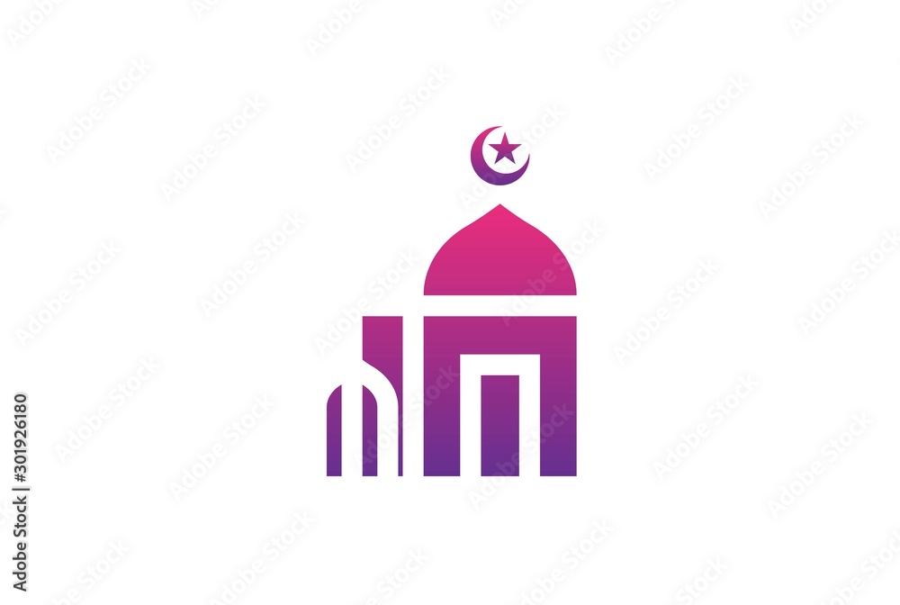 Modern simplistic mosque illustration logo design vector graphic