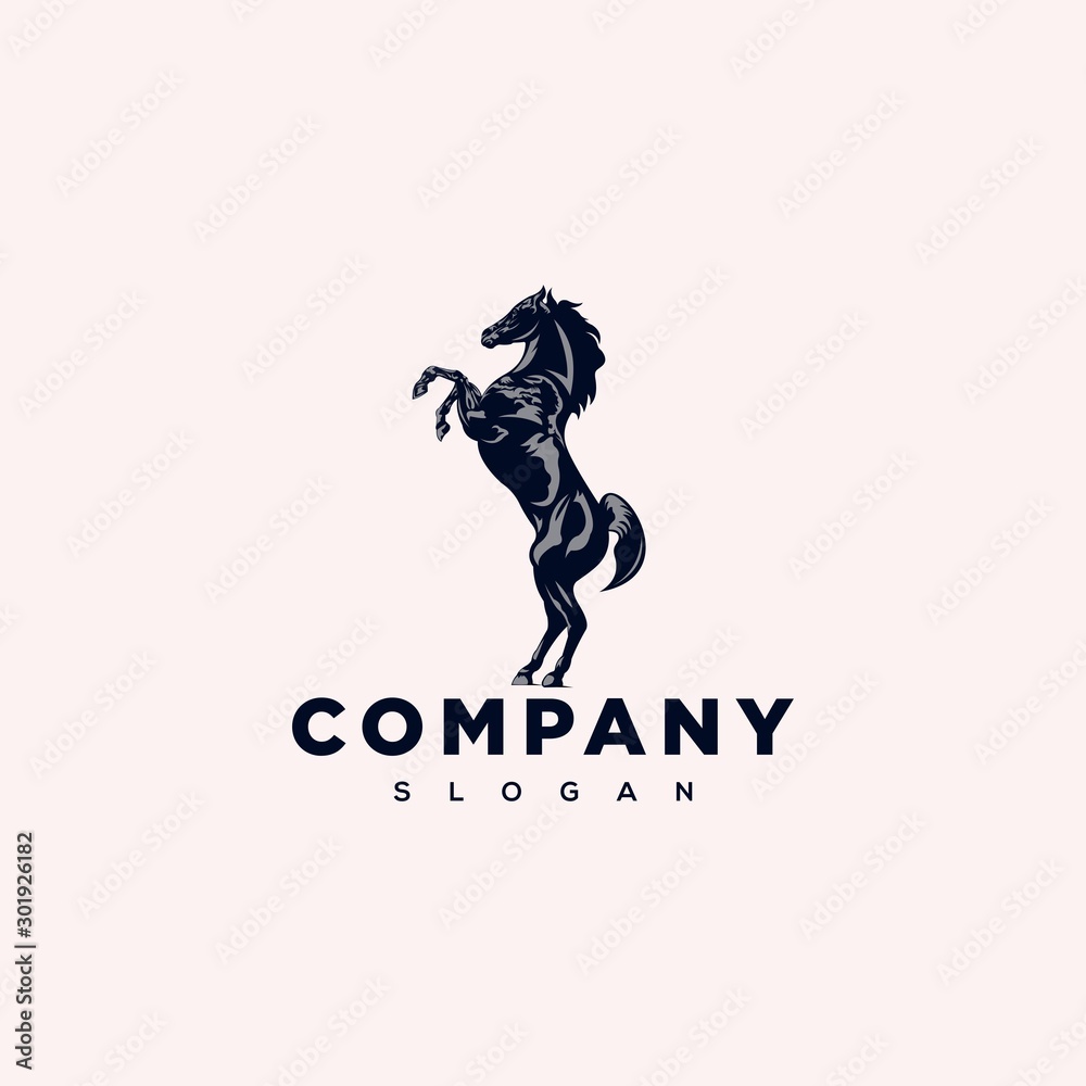 standing horse logo design illustration