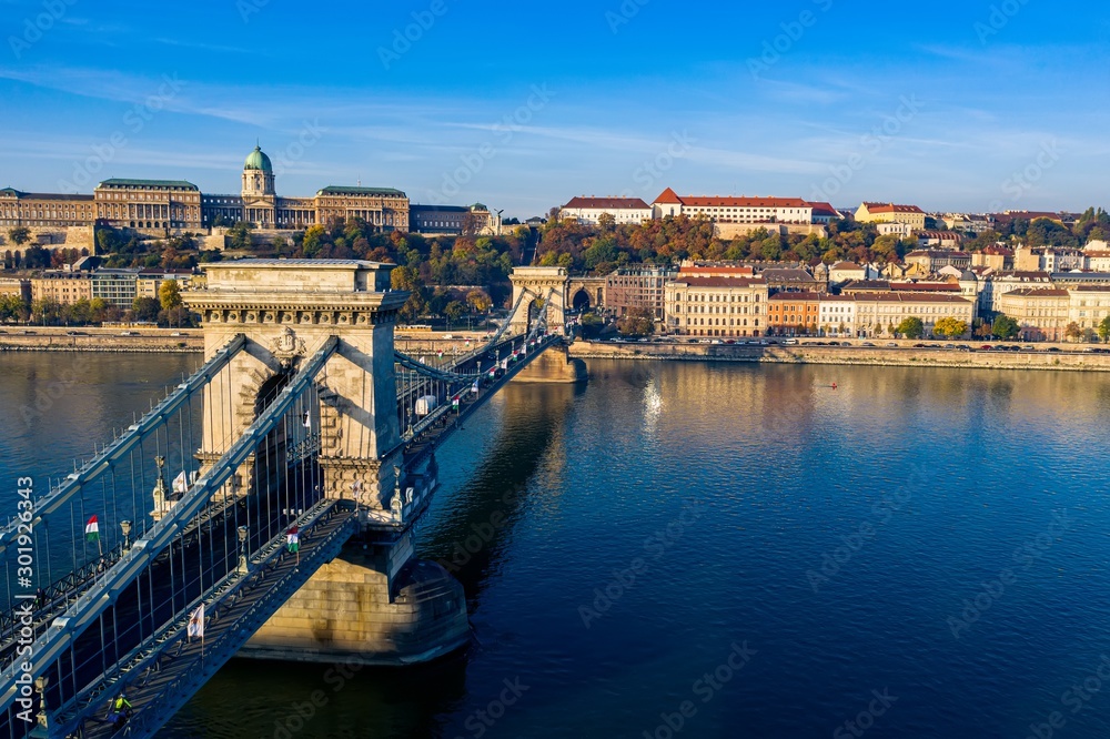 Budapest, Hungary lanchid birds eye view
