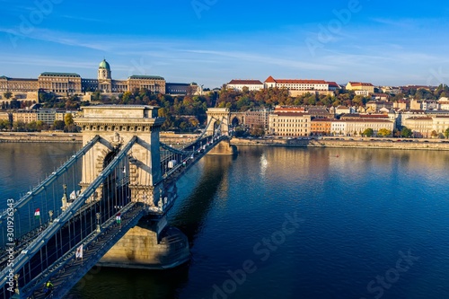 Budapest, Hungary lanchid birds eye view