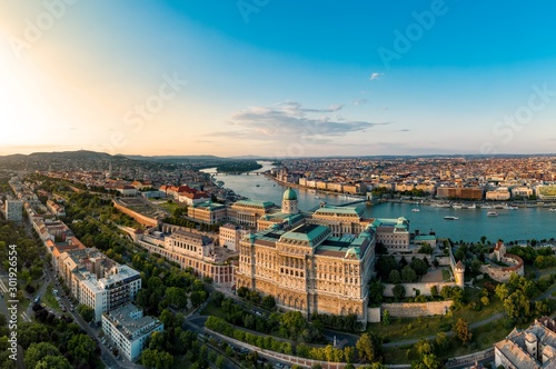 Fototapeta Naklejka Na Ścianę i Meble -  Drone photo of buda castle Budapest, Hungary
