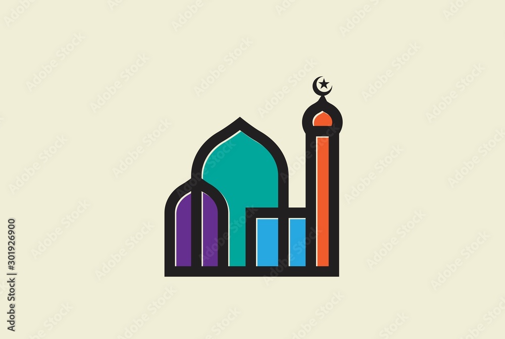 Modern simplistic mosque illustration logo design vector graphic Modern simplistic mosque illustration logo design vector graphic