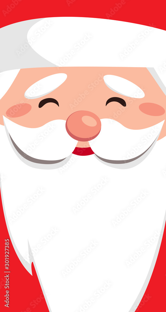 Santa Claus face with beard cartoon character. Merry Christmas and happy  new year. Design for greeting card, banner, poster with copy space. Vector  illustration Stock Vector | Adobe Stock