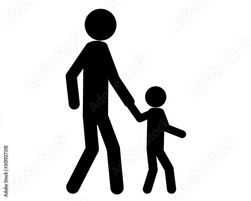 Mann und Kind beim spazieren gehen Hand in Hand