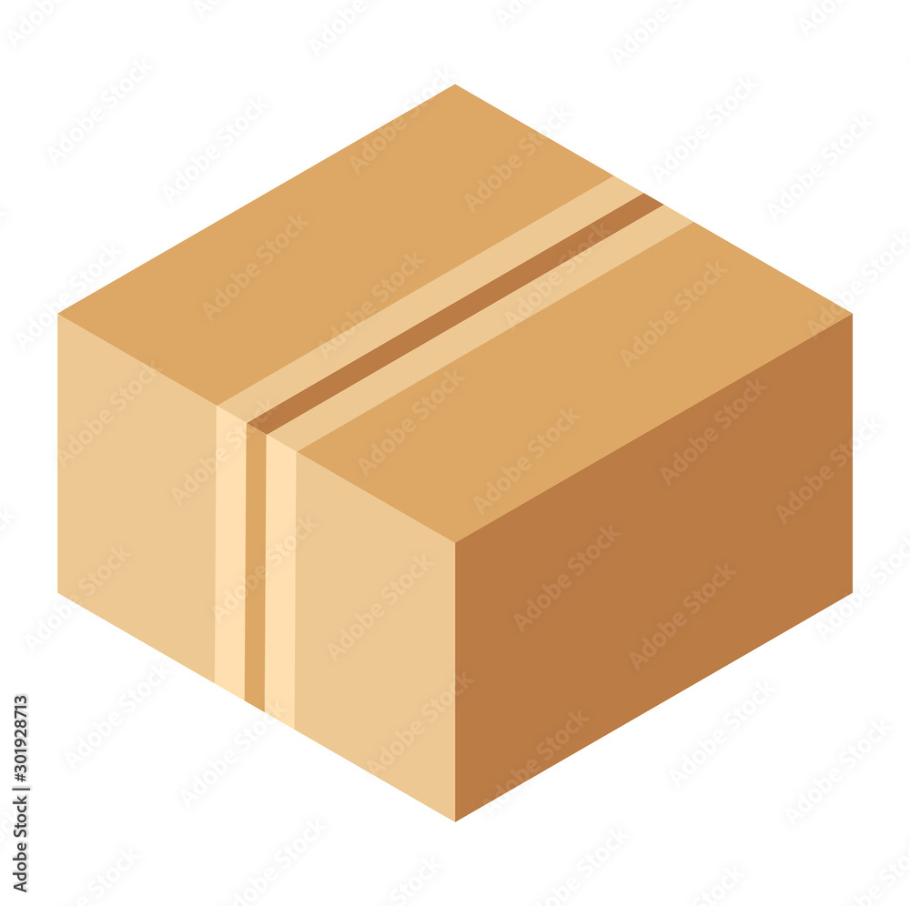 Packing product icon. Packing yellow boxes, package service, transportation parcel, deliver container, isometric box delivery, 3d receive pack, send and logistic isolated vector illustration