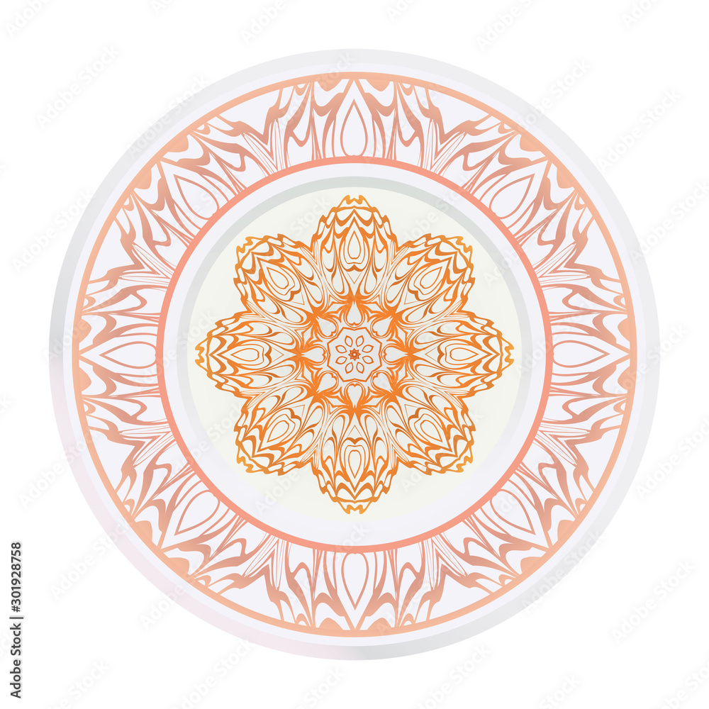 Creative round ornament with mandala. Vector illustration. For kitchen decoration