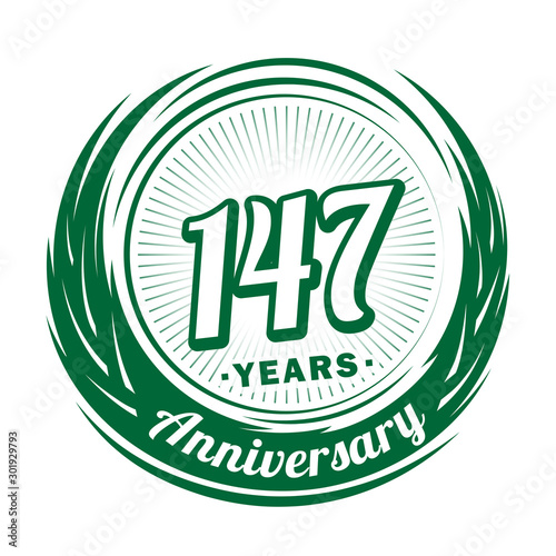 One hundred and forty-seven years anniversary celebration logotype. 147th anniversary logo. Vector and illustration. photo