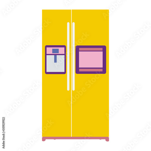 A Beautifully Drawn Orange Smart Electric Kitchen Fridge