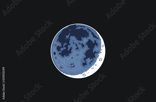 vector of realistic moon earthshine in the night eps format