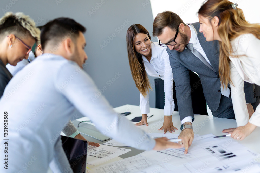 Fototapeta premium Group of architects working on new project